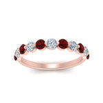 Load image into Gallery viewer, half-way-single-prong-diamond-wedding-band-ring-with-ruby-in-rose-gold-FD9478B(0.75ct)GRUDR-NL-RG