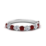 Load image into Gallery viewer, half-way-single-prong-diamond-wedding-band-ring-with-ruby-in-white-gold-FD9478B(0.75ct)GRUDR-NL-WG