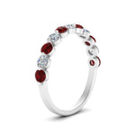 Load image into Gallery viewer, half-way-single-prong-diamond-wedding-band-ring-with-ruby-in-white-gold-FD9478B(0.75ct)GRUDR-NL-WG