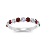 Load image into Gallery viewer, half-way-single-prong-diamond-wedding-band-ring-with-ruby-in-white-gold-FD9478B(0.75ct)GRUDR-NL-WG