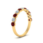 Load image into Gallery viewer, half-way-single-prong-diamond-wedding-band-ring-with-ruby-in-yellow-gold-FD9478B(0.75ct)GRUDR-NL-YG