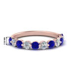 Load image into Gallery viewer, half-way-single-prong-diamond-wedding-band-ring-with-sapphire-in-rose-gold-FD9478B(0.75ct)GSABL-NL-RG