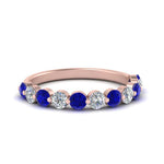 Load image into Gallery viewer, half-way-single-prong-diamond-wedding-band-ring-with-sapphire-in-rose-gold-FD9478B(0.75ct)GSABL-NL-RG