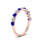 Load image into Gallery viewer, half-way-single-prong-diamond-wedding-band-ring-with-sapphire-in-rose-gold-FD9478B(0.75ct)GSABL-NL-RG