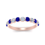 Load image into Gallery viewer, half-way-single-prong-diamond-wedding-band-ring-with-sapphire-in-rose-gold-FD9478B(0.75ct)GSABL-NL-RG