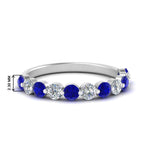 Load image into Gallery viewer, half-way-single-prong-diamond-wedding-band-ring-with-sapphire-in-white-gold-FD9478B(0.75ct)GSABL-NL-WG