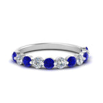Load image into Gallery viewer, half-way-single-prong-diamond-wedding-band-ring-with-sapphire-in-white-gold-FD9478B(0.75ct)GSABL-NL-WG