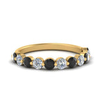 Load image into Gallery viewer, half-way-single-prong-wedding-band-ring-with-black-diamond-in-yellow-gold-FD9478B(0.75ct)GBLACK-NL-YG