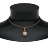 Load image into Gallery viewer, halo-baguette-with-round-diamond-pendant-with-orange-sapphire-in-FDPD242GSAOR-NL-YG
