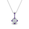Load image into Gallery viewer, halo-baguette-with-round-diamond-pendant-with-purple-topaz-in-FDPD242GVITO-NL-WG