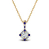 Load image into Gallery viewer, halo-baguette-with-round-diamond-pendant-with-sapphire-in-FDPD242GSABL-NL-YG