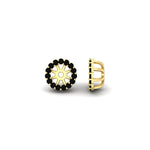 Load image into Gallery viewer, halo-black-diamond-jacket-earring-for-1-carat-studs-in-yellow-gold-fdear11307gblackangle4-1.00ct-nl-yg
