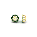 Load image into Gallery viewer, halo-emerald-jacket-earring-for-1-carat-studs-in-yellow-gold-fdear11307gemgrangle4-1.00ct-nl-yg
