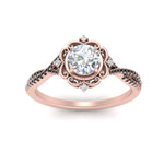 Load image into Gallery viewer, halo-filigree-twisted-black-diamond-engagement-ring-in-FD124061RORGBLACKANGLE3-NL-RG

