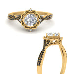 Load image into Gallery viewer, halo-filigree-twisted-black-diamond-engagement-ring-in-FD124061RORGBLACKANGLE3-NL-YG
