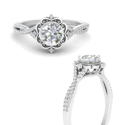 Halo Filigree Twisted Engagement Ring