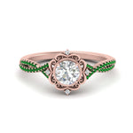 Load image into Gallery viewer, halo-filigree-twisted-emerald-engagement-ring-in-FD124061RORGEMGRANGLE3-NL-RG
