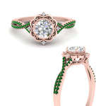 Load image into Gallery viewer, halo-filigree-twisted-emerald-engagement-ring-in-FD124061RORGEMGRANGLE3-NL-RG
