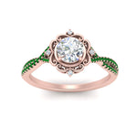 Load image into Gallery viewer, halo-filigree-twisted-emerald-engagement-ring-in-FD124061RORGEMGRANGLE3-NL-RG
