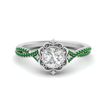 Load image into Gallery viewer, halo-filigree-twisted-emerald-engagement-ring-in-FD124061RORGEMGRANGLE3-NL-WG

