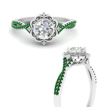 Load image into Gallery viewer, halo-filigree-twisted-emerald-engagement-ring-in-FD124061RORGEMGRANGLE3-NL-WG
