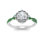 Load image into Gallery viewer, halo-filigree-twisted-emerald-engagement-ring-in-FD124061RORGEMGRANGLE3-NL-WG
