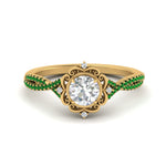 Load image into Gallery viewer, halo-filigree-twisted-emerald-engagement-ring-in-FD124061RORGEMGRANGLE3-NL-YG
