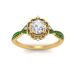 Load image into Gallery viewer, halo-filigree-twisted-emerald-engagement-ring-in-FD124061RORGEMGRANGLE3-NL-YG
