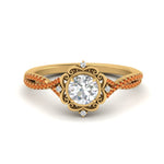 Load image into Gallery viewer, halo-filigree-twisted-orange-sapphire-engagement-ring-in-FD124061RORGSAORANGLE3-NL-YG

