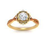 Load image into Gallery viewer, halo-filigree-twisted-orange-sapphire-engagement-ring-in-FD124061RORGSAORANGLE3-NL-YG
