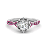 Load image into Gallery viewer, halo-filigree-twisted-pink-sapphire-engagement-ring-in-FD124061RORGSADRPIANGLE3-NL-WG
