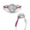 Load image into Gallery viewer, halo-filigree-twisted-pink-sapphire-engagement-ring-in-FD124061RORGSADRPIANGLE3-NL-WG