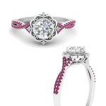 Load image into Gallery viewer, halo-filigree-twisted-pink-sapphire-engagement-ring-in-FD124061RORGSADRPIANGLE3-NL-WG
