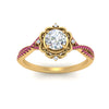 Load image into Gallery viewer, halo-filigree-twisted-pink-sapphire-engagement-ring-in-FD124061RORGSADRPIANGLE3-NL-YG