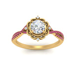 Load image into Gallery viewer, halo-filigree-twisted-pink-sapphire-engagement-ring-in-FD124061RORGSADRPIANGLE3-NL-YG
