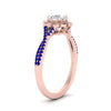Load image into Gallery viewer, halo-filigree-twisted-sapphire-engagement-ring-in-FD124061RORGSABLANGLE3-NL-RG