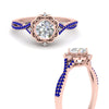 Load image into Gallery viewer, halo-filigree-twisted-sapphire-engagement-ring-in-FD124061RORGSABLANGLE3-NL-RG