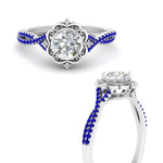 Load image into Gallery viewer, halo-filigree-twisted-sapphire-engagement-ring-in-FD124061RORGSABLANGLE3-NL-WG
