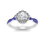 Load image into Gallery viewer, halo-filigree-twisted-sapphire-engagement-ring-in-FD124061RORGSABLANGLE3-NL-WG
