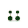 Load image into Gallery viewer, halo-round-emerald-two-stone-drop-earrings-in-yellow-gold-FD-EAR11203GEMGR-NL-YG