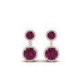 Thumbnail 39 - halo-round-pink-sapphire-two-stone-drop-earrings-in-rose-gold-FD-EAR11203GSADRPI-NL-RG