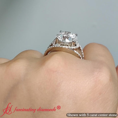 Halo Swirl Round Diamond Engagement Ring