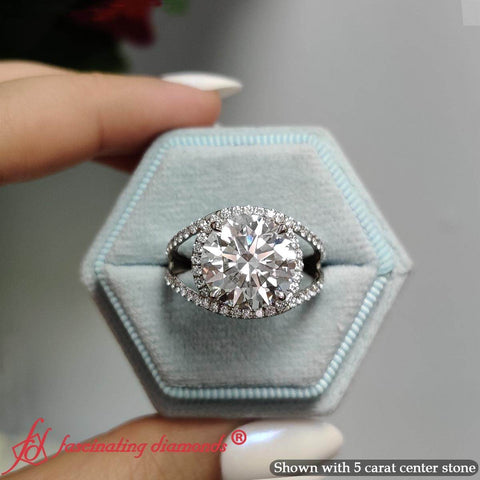 Halo Swirl Round Diamond Engagement Ring