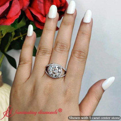 Halo Swirl Lab-Grown Round Cut Engagement Ring