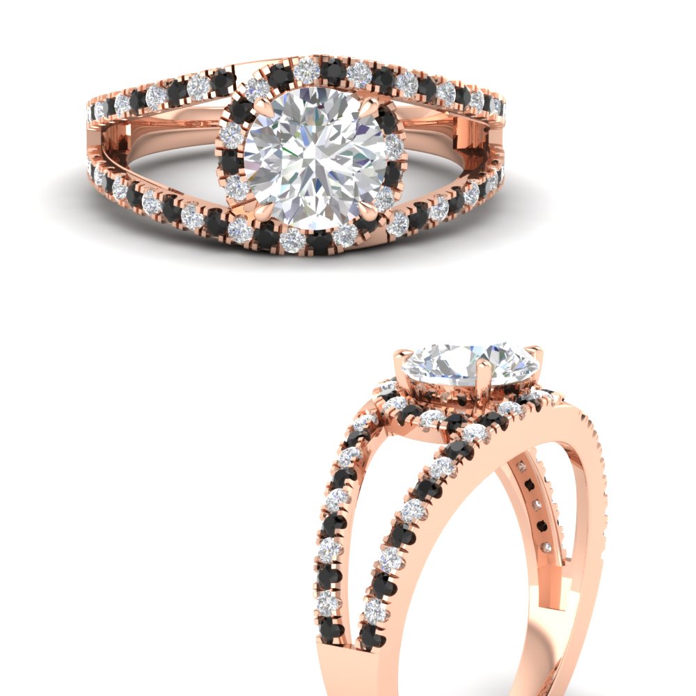 halo-swirl-round-cut-diamond-engagement-ring-with-black-diamond-in-FD-11180RORGBLACKANGLE3-NL-RG
