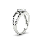 Load image into Gallery viewer, halo-swirl-round-cut-diamond-engagement-ring-with-black-diamond-in-FD-11180RORGBLACKANGLE3-NL-WG
