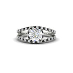 Load image into Gallery viewer, halo-swirl-round-cut-diamond-engagement-ring-with-black-diamond-in-FD-11180RORGBLACKANGLE3-NL-WG
