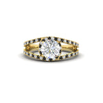 Load image into Gallery viewer, halo-swirl-round-cut-diamond-engagement-ring-with-black-diamond-in-FD-11180RORGBLACKANGLE3-NL-YG
