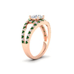 Load image into Gallery viewer, halo-swirl-round-cut-diamond-engagement-ring-with-emerald-in-FD-11180RORGEMGRANGLE3-NL-RG
