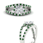 Load image into Gallery viewer, halo-swirl-round-cut-diamond-engagement-ring-with-emerald-in-FD-11180RORGEMGRANGLE3-NL-WG
